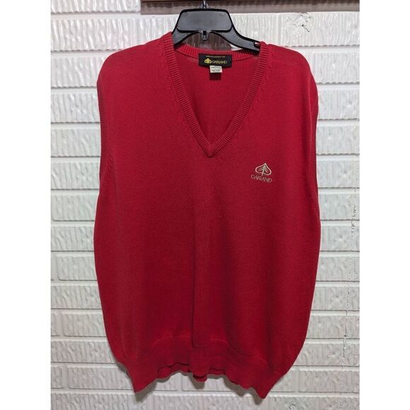 Garland Men's Red Cotton Sleeveless V-Neck Sweater Knit Vest Size L - Picture 1 of 5